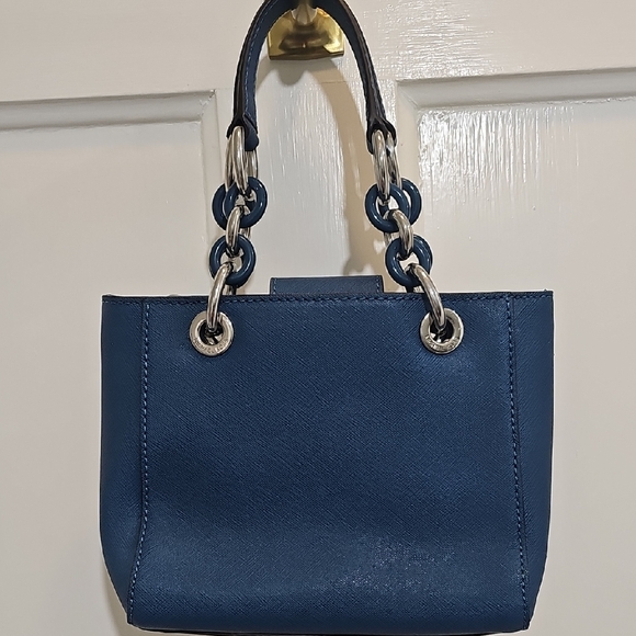 Michael Kors Navy Shoulder Bag with Silver Accents - Picture 3 of 13